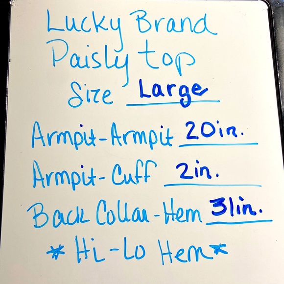 Lucky Brand Blue/Brown Paisley Print. HI-Low Hem. Size Large. - Picture 7 of 8